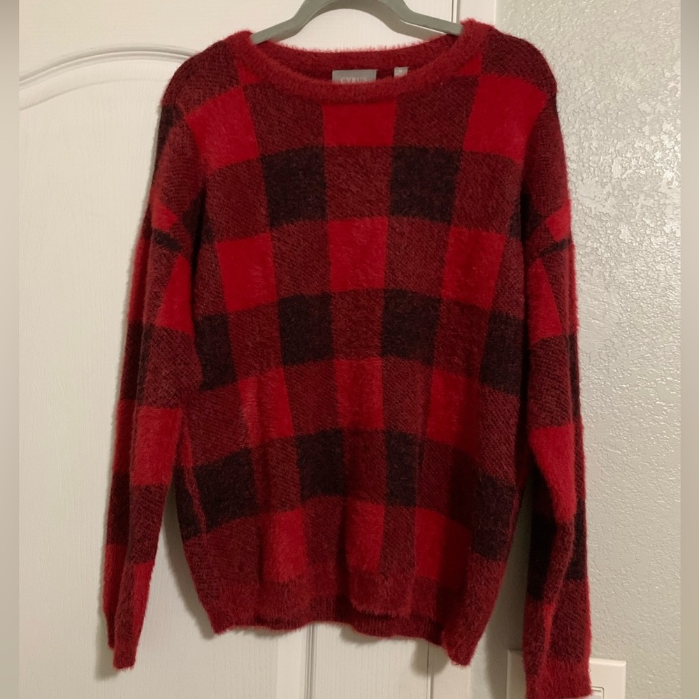 Cyrus Red and Black Plaid Women's Sweater